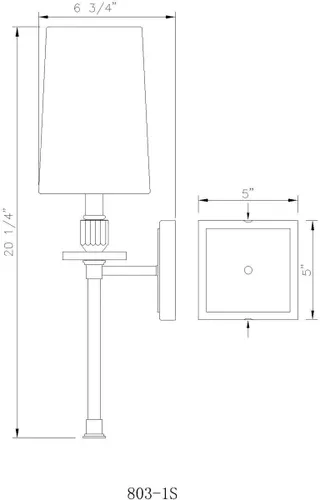 Vista 7 de Z-Lite 1 aplique de pared de luz 803-1S-RB-WH, latón