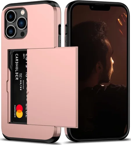 Vista 30 de Nvollnoe Funda para iPhone 13 con tarjetero [almacena 5 tarjetas] Funda tipo cartera de doble capa resistente a prueba de golpes con ranura oculta