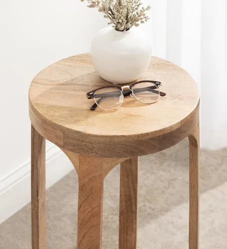 Vista 5 de Kate and Laurel Dahl - Mesa redonda de madera para bebidas; 12 x 23 pulgadas; marrón natural; mesa de pedestal de acento circular de madera bohemia