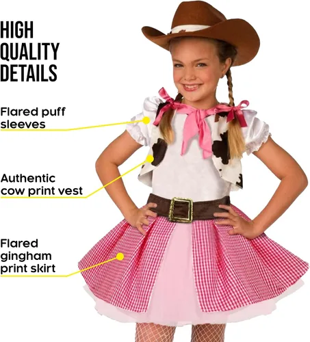 Vista 3 de Morph Trajes de vaquera para niñas, disfraz de vaquera para niñas, disfraz de Halloween para niños