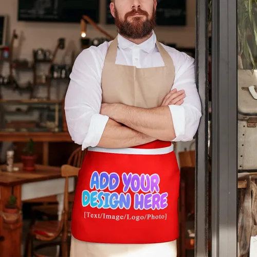 Vista 93 de AXKEUDO Delantal personalizado con bolsillos, delantales de cintura para camarera para cocinar en casa, restaurante, servir trabajo