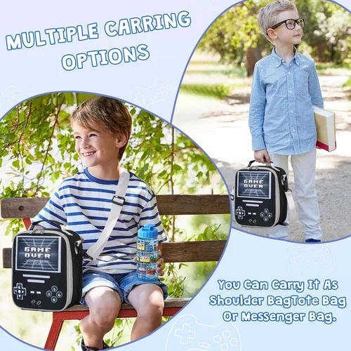 Vista 6 de ACESAK Lonchera con aislamiento térmico para niños y niñas, reutilizable, luminosa, para niños y niñas, hielera para niños, adolescentes, picnic