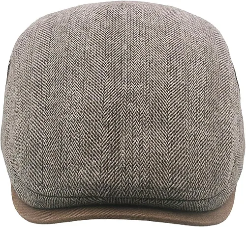 Vista 3 de Gorra de tweed de espiga para hombre, gorra plana de Ivy Gatsby, gorra de taxi ajustable para mujer