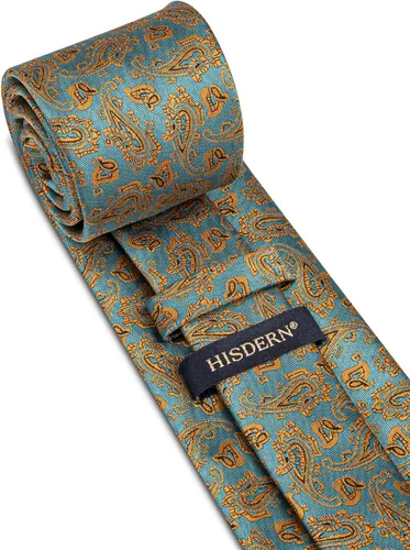 Vista 136 de HISDERN Corbatas para hombre, corbata de cachemira y bolsillo cuadrado tejido clásico floral para hombre, corbata de fiesta de boda