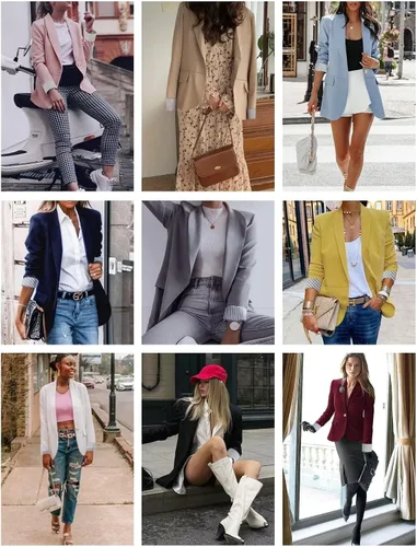 Vista 5 de Genhoo Chaquetas tipo blazer para mujer, con frente abierto, manga larga, casual, trabajo, oficina, con bolsillos, tallas S-2XL