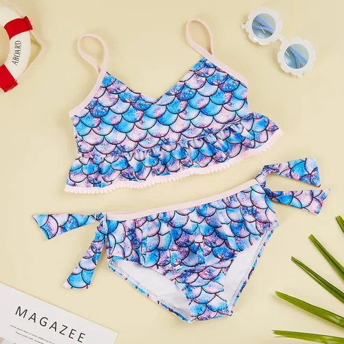 Vista 2 de swimsobo Trajes de baño de dos piezas para niñas tankini estampado 3D para 3-12 años