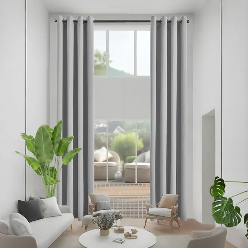 Vista 30 de Cortinas opacas para dormitorio, con aislamiento térmico y bloqueo de luz, para oscurecer la habitación, cortinas con ojales sólidos para ventana