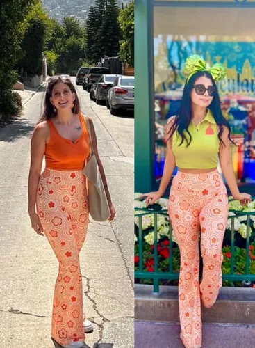 Vista 5 de Pantalones acampanados de los años 70 para mujer, traje de festival rave, cintura alta, parte inferior acampanada, pierna ancha, cómodos pantalones