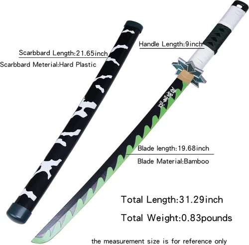 Vista 2 de ziqing Espada para cosplay de Demon Slayer hecha a mano, Katana de 31 pulgadas con múltiples estilos para elegir