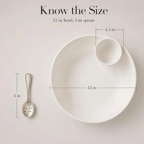 Vista 10 de Mud Pie con cuentas apiladas Chip y Dip Bowl