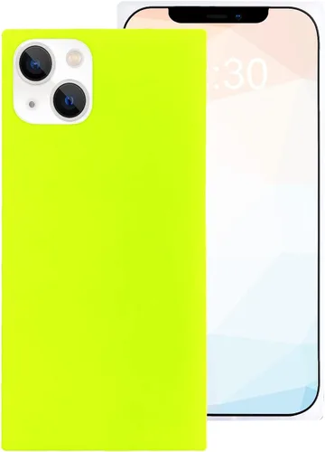 Vista 29 de Compatible con Neon Phone Rectangle iPhone 14 Funda para mujer, diseño de lujo de fluorescencia brillante, flexible, suave, delgada, de gel de goma