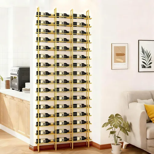 Vista 13 de Estante de vino grande de montaje en pared para 64 botellas Negro