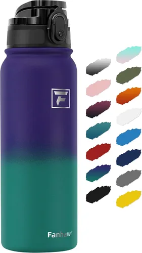 Vista 12 de Fanhaw Botella de agua térmica para llevar, apta lavavajillas, de 20 onzas, acero inoxidable, doble pared, reutilizable, a prueba de fugas y sudor