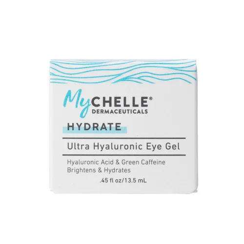 Vista 4 de MyChelle Dermaceuticals Gel de ojos ultra hialurónico (0.45 onzas líquidas), rica hidratación para piel seca con ácido hialurónico vegano, ayuda a