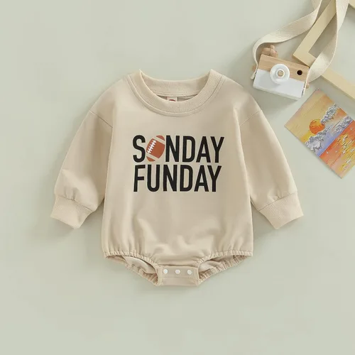 Vista 2 de MERSARIPHY Sudadera de fútbol para bebé traje de manga larga con letras divertidas para otoño e invierno