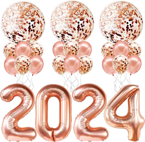 Vista 8 de Katchon, Globos metálicos de confeti dorado – enormes 36 pulgadas, paquete de 21 Globos dorados de látex, decoraciones de Año Nuevo 2026 Globos
