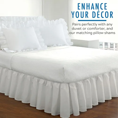 Vista 6 de Faldón plisado de popelina para cama tamaño California King, de Fresh Ideas Blanco