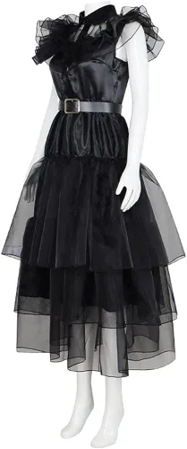 Vista 2 de IDOTTA Girls Wednesday Addams Costumes Dress For Kids Family Halloween Princess Cosplay Party Outfit Addams Costumes