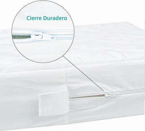 Vista 4 de Protector de colchón de cuna con cremallera, funda impermeable para colchón de cuna, transpirable y absorbente, 6 lados totalmente recubiertos