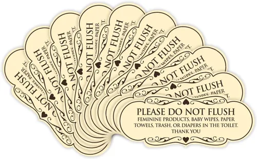 Vista 23 de Signs ByLITA Designer Please Do Not Flush Etiqutte Letrero (negro) - Pequeño 1 paquete