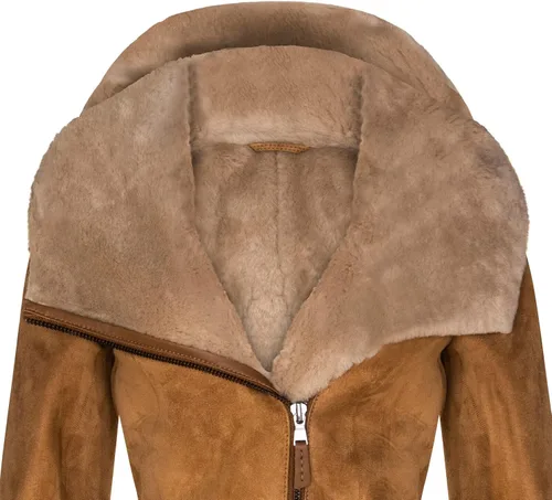 Vista 4 de Abrigo de piel de oveja oveja con capucha para mujer