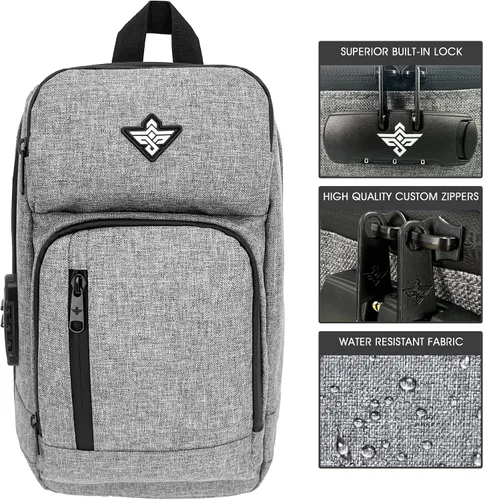 Vista 4 de Equinox - Mochila bandolera antirrobo, combinación antirrobo, bolsa de hombro impermeable cruzada casual, Grafito, Bandolera bandolera cruzada