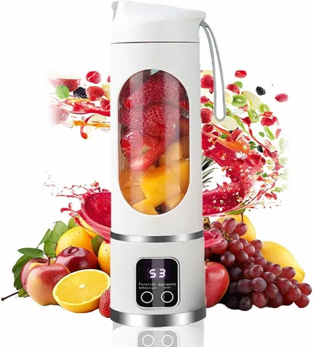 Vista 12 de Portable Blenders Bottles for Shakes and Smoothies, USB Rechargeable 1500mah Battery 3 Speed Cooking Machine with Display, 450ML Electric Juicer Cup