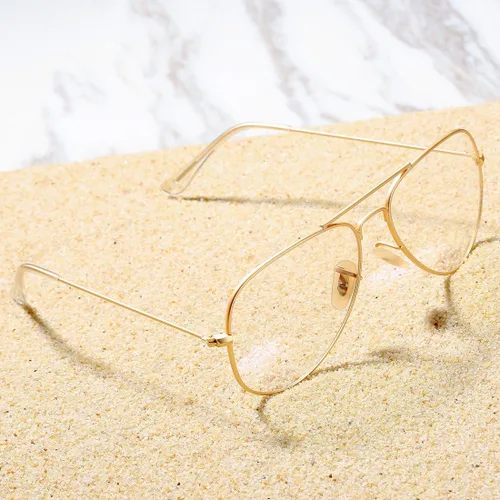 Vista 3 de COASION clásico sin receta aviador gafas claro lente metal marco gafas para hombres mujeres