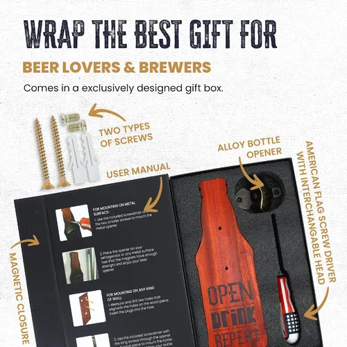 Vista 6 de Abrebotellas de cerveza edición limitada montado en la pared, accesorios de cueva de hombre, abridor de cerveza, abridor de botellas magnético