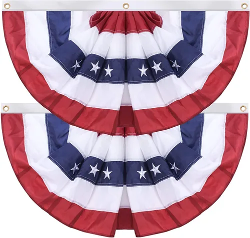Vista 8 de Bandera de Estados Unidos plisada para exteriores, de 1.5 x 3 pies, diseño de estrellas bordadas en Estados Unidos, de nailon Oxford