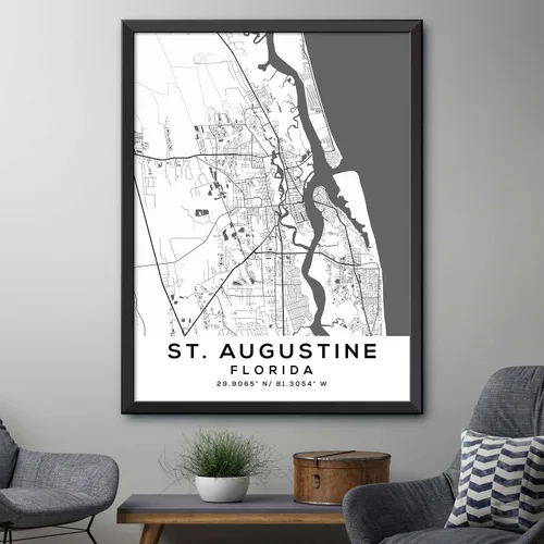Vista 4 de Mapa de San Agustín, Florida, Luz 2 (8x10)