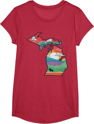 Vista 59 de Michigan Outside - Camiseta con ilustración artística