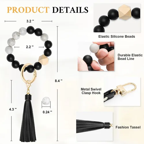Vista 2 de Sodsay Estuche para tarjetas, cartera delgada con bolsillo frontal, para mujer, sujetatarjetas con llavero