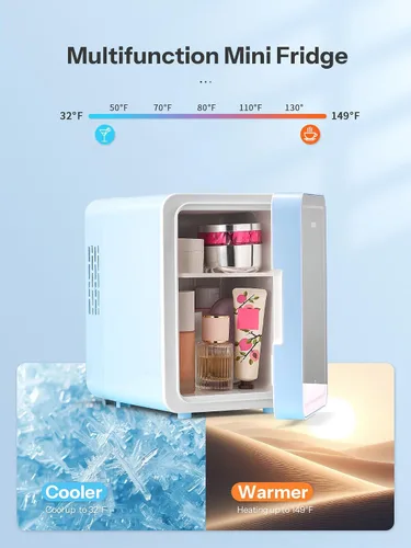 Vista 4 de Reemix Mini refrigerador 4L, 6 latas portátil AC+DC Power Cooler, Aqua
