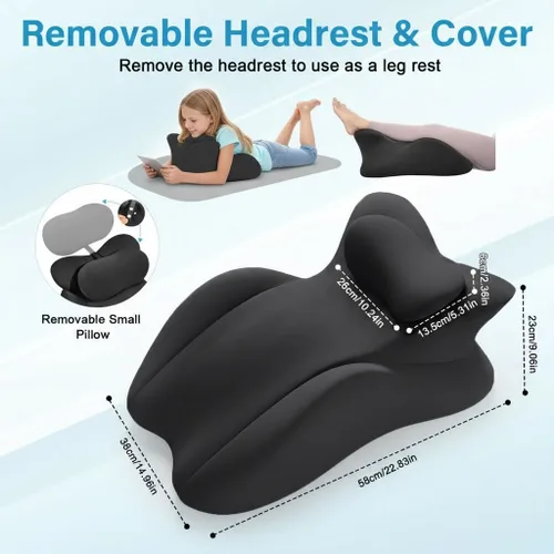 Vista 2 de cjc Almohada de cuña de espuma viscoelástica para adultos, almohada de cama con soporte multiposición y funda extraíble para dormir, sentarse, boca