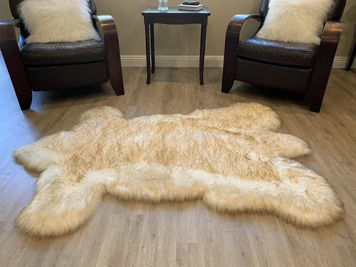 Vista 14 de LAMBZY - Alfombra de piel de oveja sintética súper suave hipoalergénica sedosa, estilo peluche de oso, para sala de estar, habitación de niños, sofá