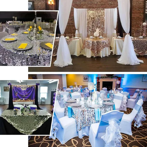 Vista 5 de Efavormart Manteles Superpuestos de Lentejuelas Payette Grandes Premium de 72 pulgadas para Decoraciones de Mesa de Bodas, Banquetes, Catering