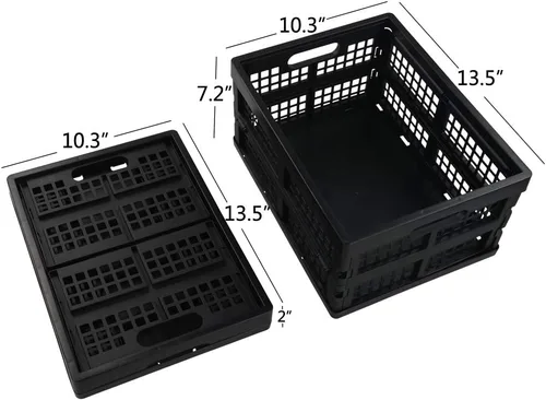 Vista 3 de Cajas de almacenamiento plegables de 16 cuartos de galón, 3 paquetes, contenedor de almacenamiento plegable negro cajón de leche de plástico
