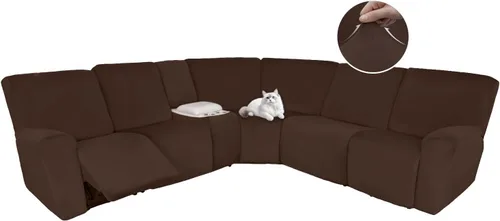 Vista 98 de HDCAXKJ Fundas de sofá seccional reclinable de terciopelo, cubierta de sofá seccional en forma de L, lavable, elástica, suave, para rincón