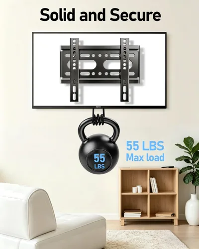 Vista 4 de Nuyoah Soporte de pared para TV de perfil bajo y fijo para televisores y monitores de pantalla plana de 14 a 43 pulgadas y hasta 55 libras, soporte