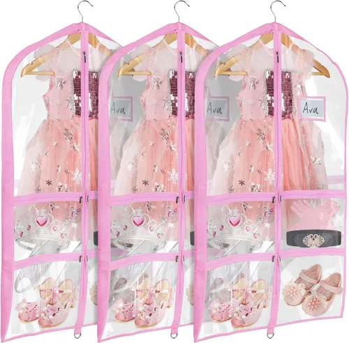 Vista 10 de Univivi Bolsas de PVC transparente para disfraz de baile, bolsa de ropa de 35 pulgadas para competiciones de baile, con 3 bolsillos separados