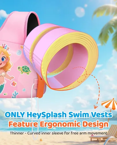Vista 48 de HeySplash Swim Vest for Kids, Puddle Float Jumper with Safety Buckle