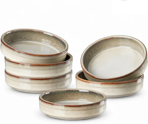 Vista 14 de ONEMORE Ramekins - Juego de 6 moldes aptos para horno, 4 onzas, cuencos de cerámica para souffle, natillas, salsa de inmersión, postre, microondas