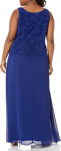 Vista 4 de Alex Evenings Women's Long Dress with Mandarin Neckline Jacket (Regular Petite Plus)