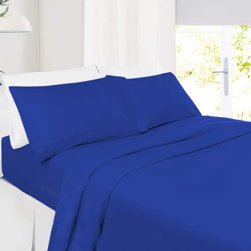 Vista 9 de Juego de sábanas 100% algodón de 800 hilos suaves de 4 piezas, sábanas transpirables para cama de tamaño Queen, se adapta a colchones de hasta 24