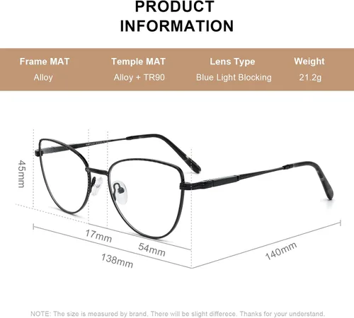 Vista 4 de RB. Pilot - Lentes de lectura retro de ojo de gato para mujer, con bloqueo de luz azul, lentes de computadora con bisagra de resorte