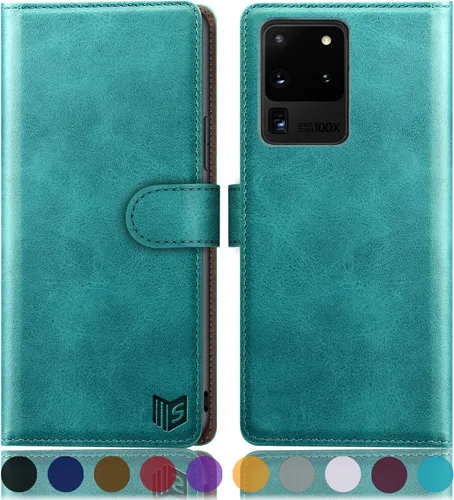 Vista 8 de SUANPOT Funda de cuero tipo cartera para Samsung Galaxy S20 Ultra de 6.9 pulgadas (NON S20/S20+), con tarjetero RFID con tarjetero de crédito RFID