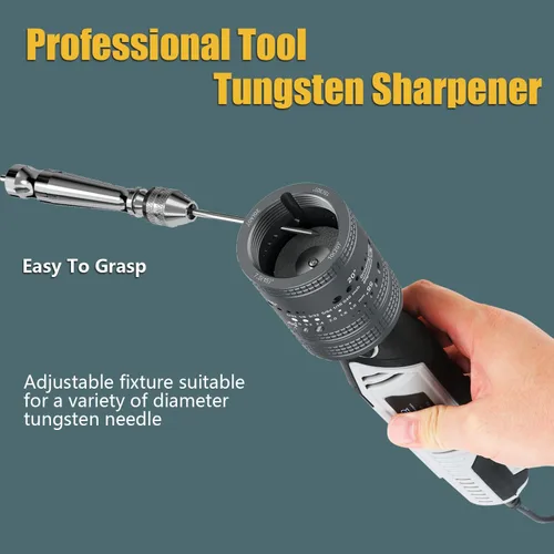 Vista 6 de Afilador de tungsteno para soldadura Tig, 6 tamaños y 8 ángulos Cabezal de amoladora de electrodo de tungsteno, accesorios de soldadura TIG