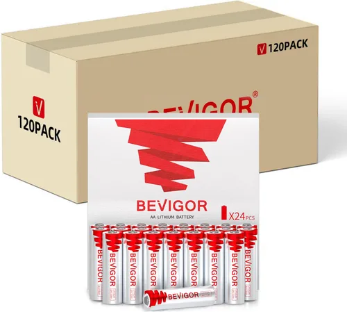 Vista 8 de BEVIGOR Baterías de litio AA, pilas AA, paquete de 4 baterías de litio AA de 1.5 V, batería doble A, pilas AA de mayor duración para linterna