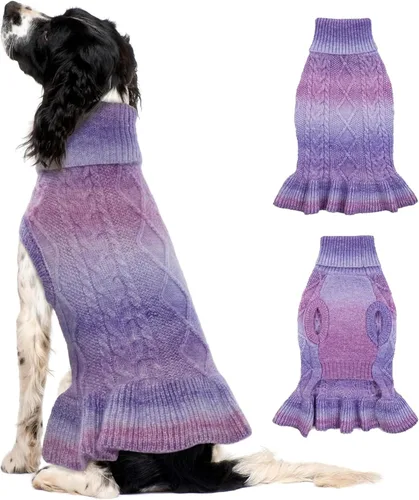 Vista 16 de QBLEEV Suéteres para Perras Pequeñas - Suéteres Suaves y Cálidos de Invierno y Otoño con Cuello de Tortuga y Opciones de Chaleco para Cachorras